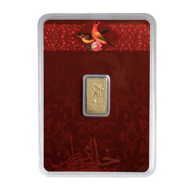 شمش طلای نقش برجسته گل و بلبل 150 سوتی