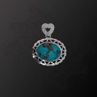 آویز کار دست نقره و فیروزه گنیک کد 20